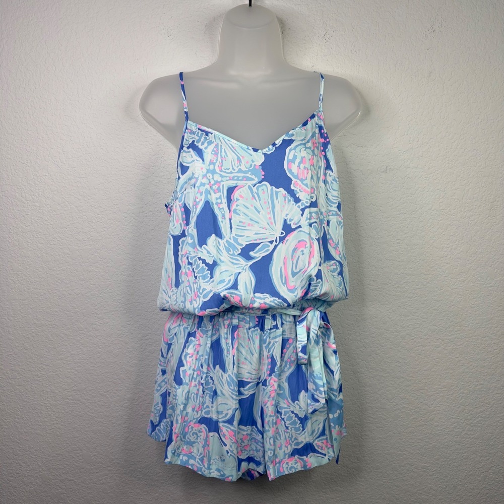 Lilly‎ Pulitzer Deanna Romper Womens S Bay Blue Into The Deep Tropical Vacation